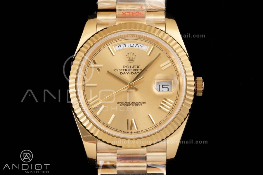 DayDate 40 YG 1:1 Best Edition YG Roman Dial on President Bracelet VR3255 V8 (Gain Weight)