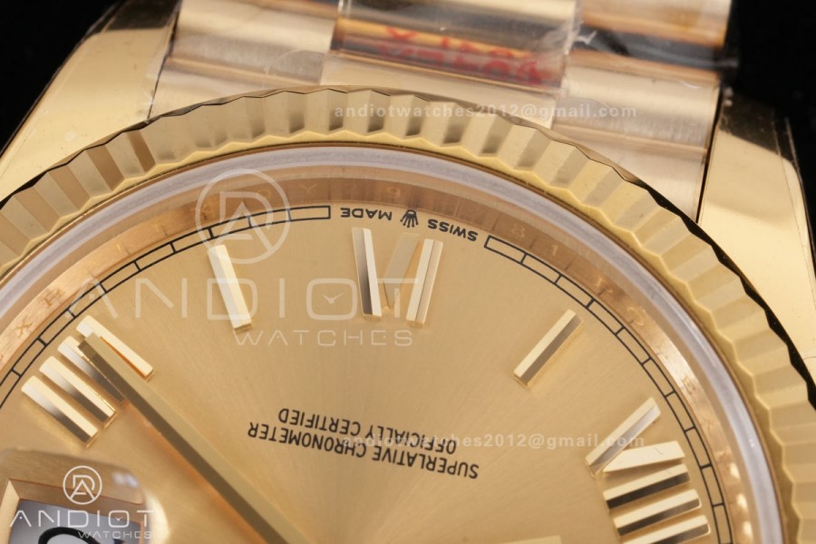 DayDate 40 YG 1:1 Best Edition YG Roman Dial on President Bracelet VR3255 V8 (Gain Weight)