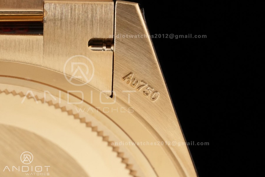 DayDate 40 YG QF 1:1 Best Edition 904L Steel Black Crystal Dial on President Bracelet VR3255 V8 (Gain Weight)