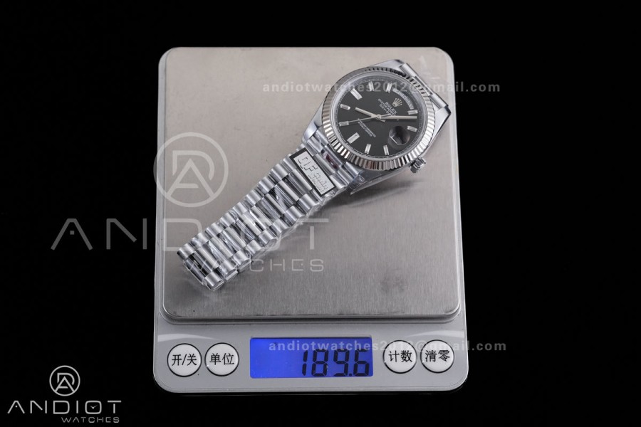 DayDate 40 SS QF 1:1 Best Edition Black Crystal Dial on President Bracelet VR3255 V8 (Gain Weight)