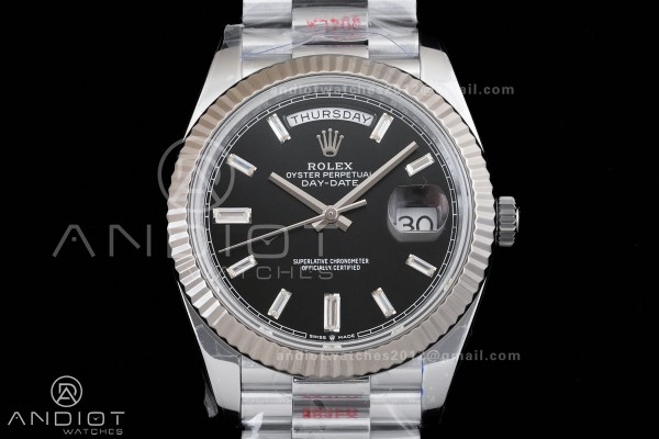 DayDate 40 SS QF 1:1 Best Edition Black Crystal Di...
