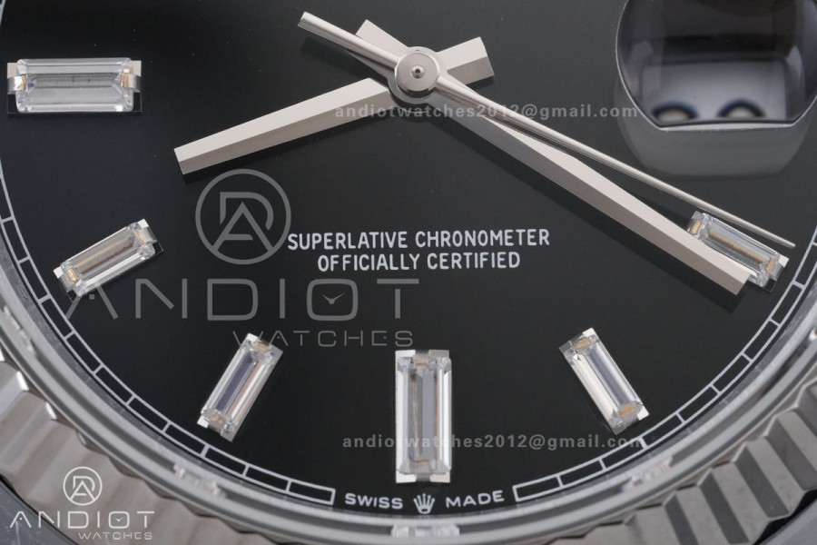 DayDate 40 SS QF 1:1 Best Edition Black Crystal Dial on President Bracelet VR3255 V8 (Gain Weight)