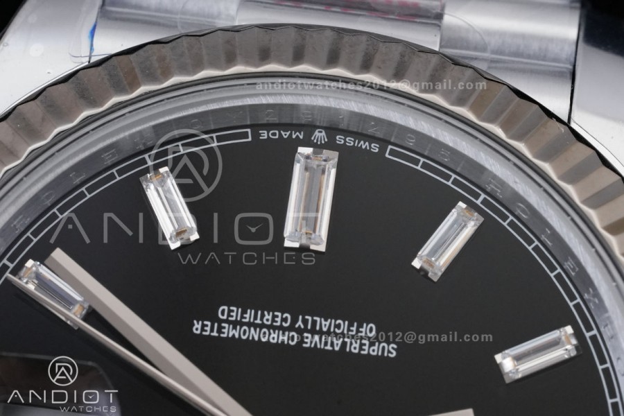 DayDate 40 SS QF 1:1 Best Edition Black Crystal Dial on President Bracelet VR3255 V8 (Gain Weight)
