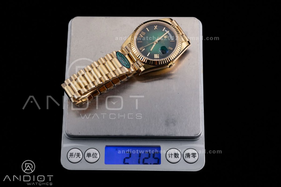 Day Date 40 YG 228238 RCF 1:1 Best Edition Green Ombre Dial on President Bracelet VR3255 (211g)
