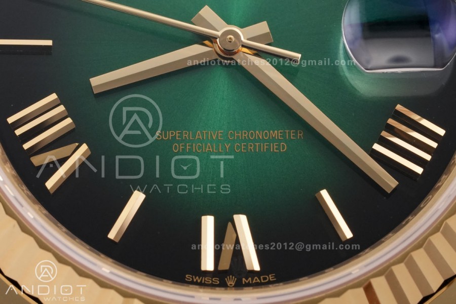 Day Date 40 YG 228238 RCF 1:1 Best Edition Green Ombre Dial on President Bracelet VR3255 (211g)