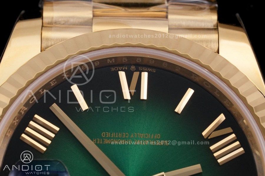 Day Date 40 YG 228238 RCF 1:1 Best Edition Green Ombre Dial on President Bracelet VR3255 (211g)