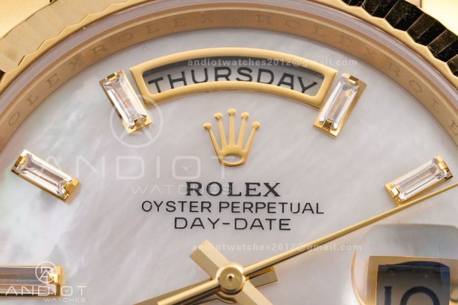 Day Date 40 YG 228238 RCF 1:1 Best Edition White MOP Crystal Dial on President Bracelet VR3255 (211g)