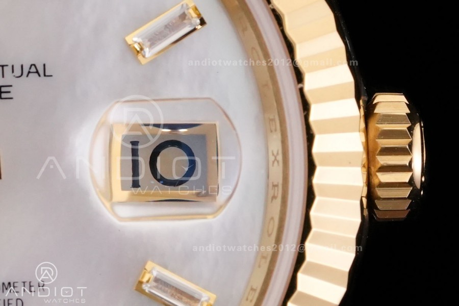 Day Date 40 YG 228238 RCF 1:1 Best Edition White MOP Crystal Dial on President Bracelet VR3255 (211g)