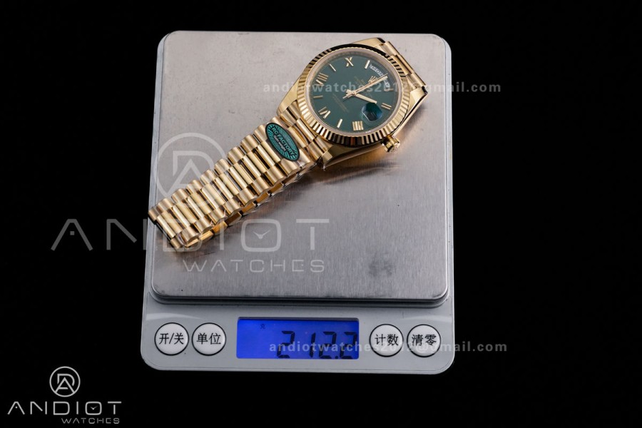Day Date 40 YG 228238 RCF 1:1 Best Edition Green Roman Dial on President Bracelet VR3255 (211g)