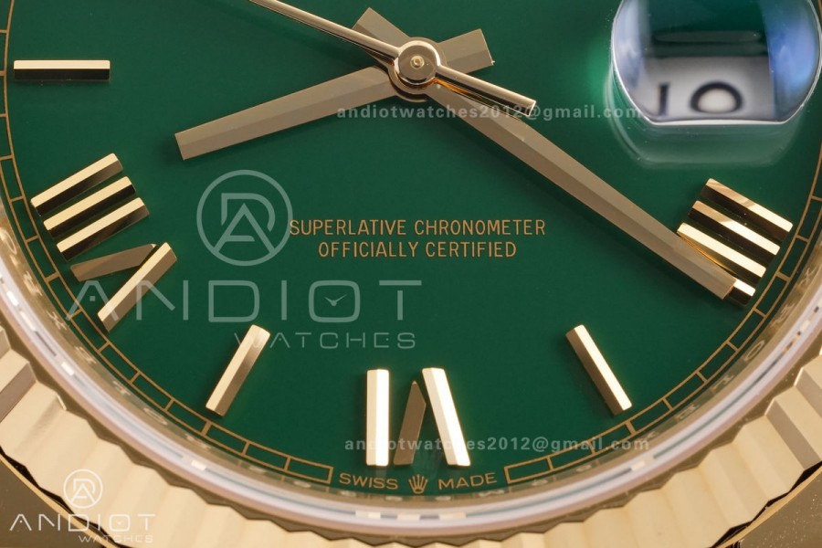 Day Date 40 YG 228238 RCF 1:1 Best Edition Green Roman Dial on President Bracelet VR3255 (211g)