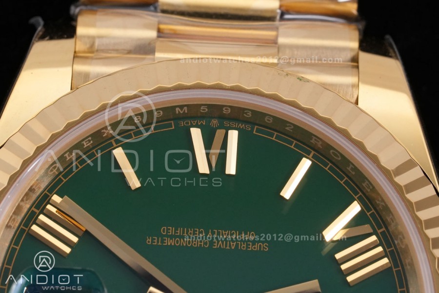 Day Date 40 YG 228238 RCF 1:1 Best Edition Green Roman Dial on President Bracelet VR3255 (211g)