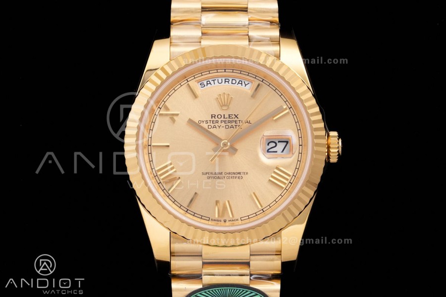 Day Date 40 YG 228238 RCF 1:1 Best Edition YG Roman Dial on President Bracelet VR3255 (211g)