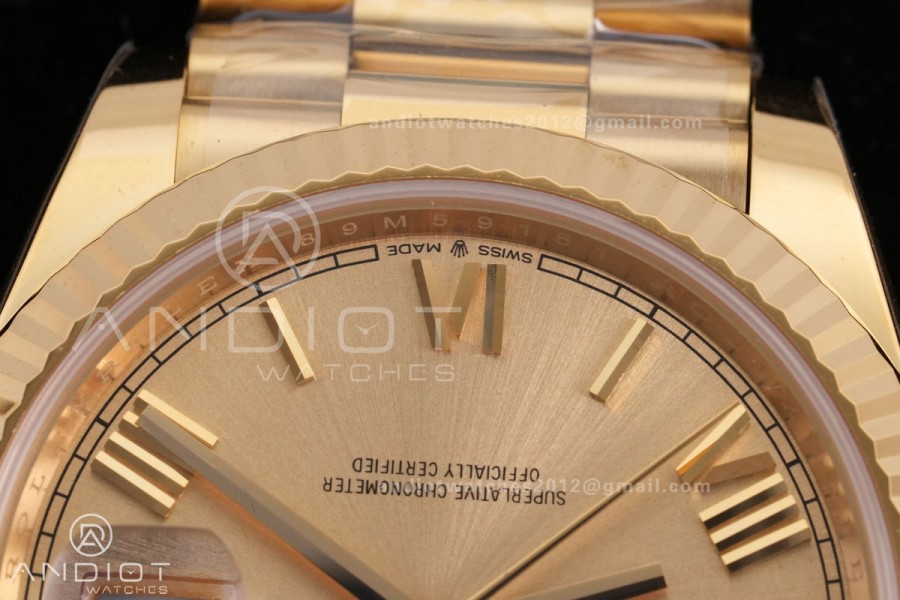 Day Date 40 YG 228238 RCF 1:1 Best Edition YG Roman Dial on President Bracelet VR3255 (211g)