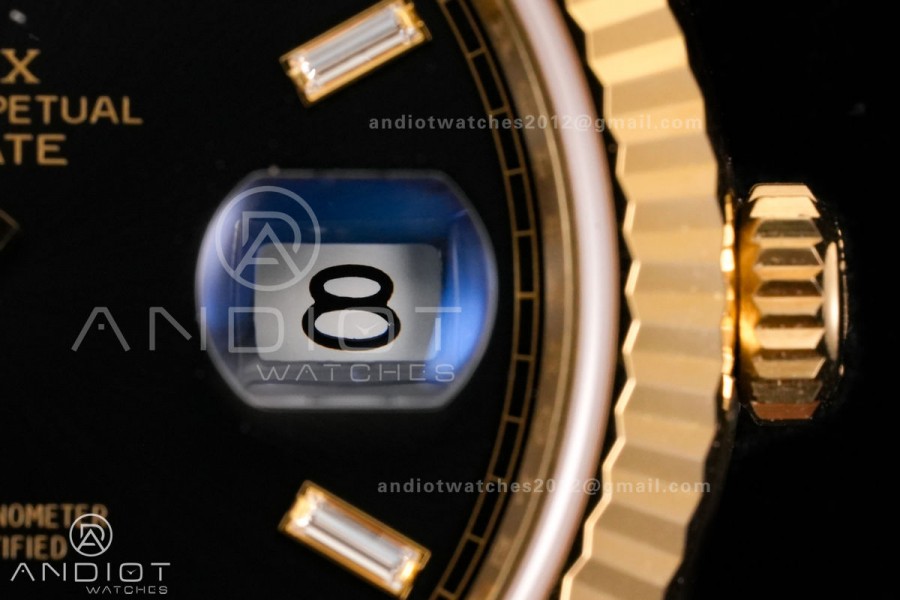 Day Date 40 YG 228238 RCF 1:1 Best Edition Black Crystal Dial on President Bracelet VR3255 (211g)