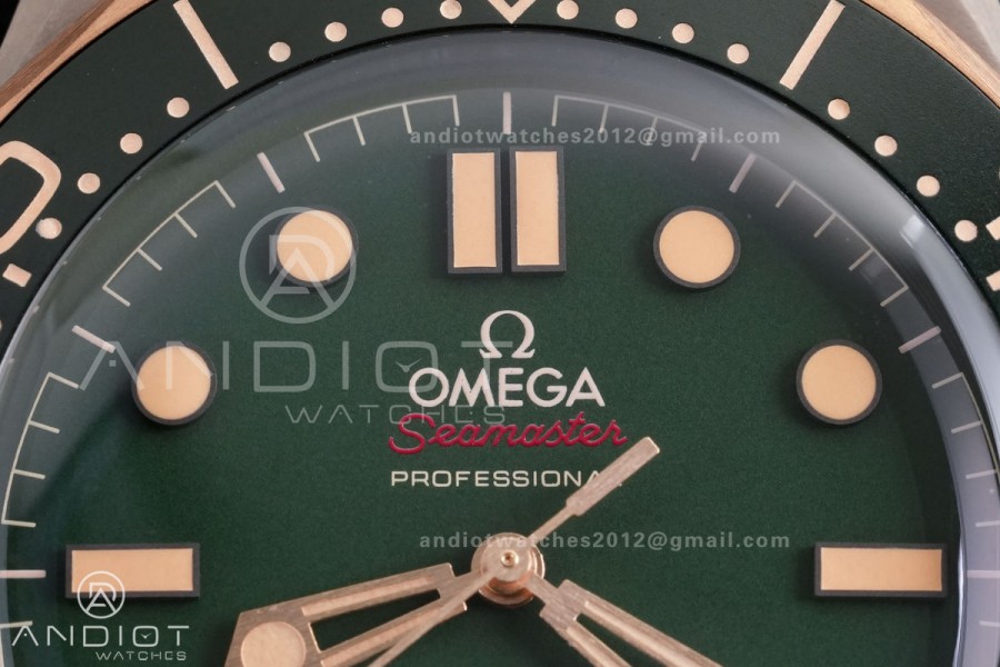 Seamaster 300M Diver Titanium/Bronze Gold VSF 1:1 Best Edition Green Dial on Titanium Mesh Bracelet Asian Super Clone 8806
