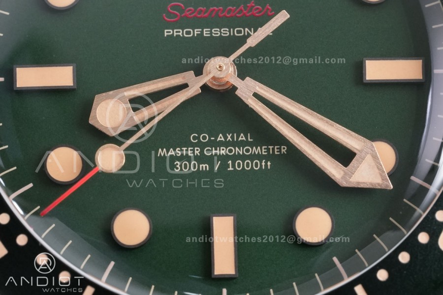 Seamaster 300M Diver Titanium/Bronze Gold VSF 1:1 Best Edition Green Dial on Titanium Mesh Bracelet Asian Super Clone 8806