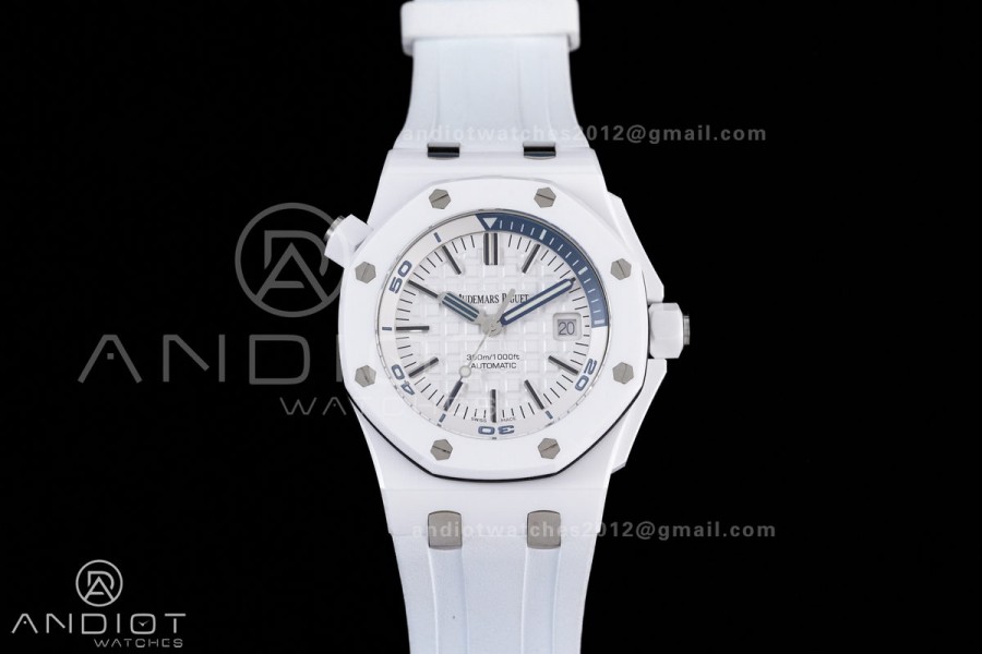 Royal Oak Offshore Diver 15707 White Ceramic APSF 1:1 Best Edition SA3120 Super Clone