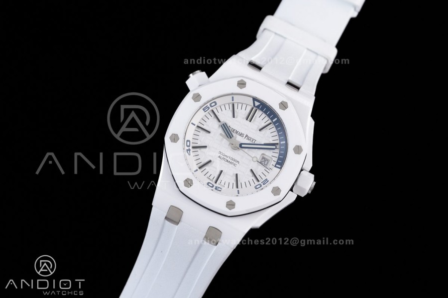 Royal Oak Offshore Diver 15707 White Ceramic APSF 1:1 Best Edition SA3120 Super Clone