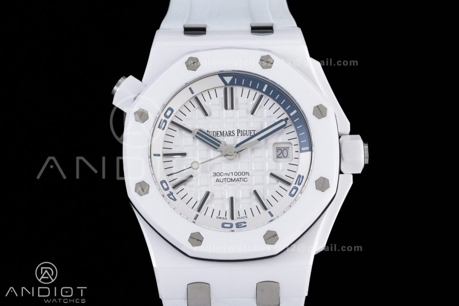 Royal Oak Offshore Diver 15707 White Ceramic APSF 1:1 Best Edition SA3120 Super Clone