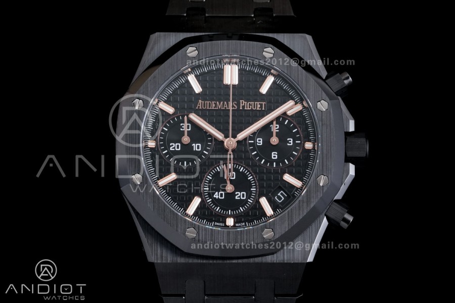 Royal Oak Chrono 26240 Black Ceramic APSF 1:1 Best Edition on Ceramic Bracelet SA4401 Super Clone V2 (Free Sprung)