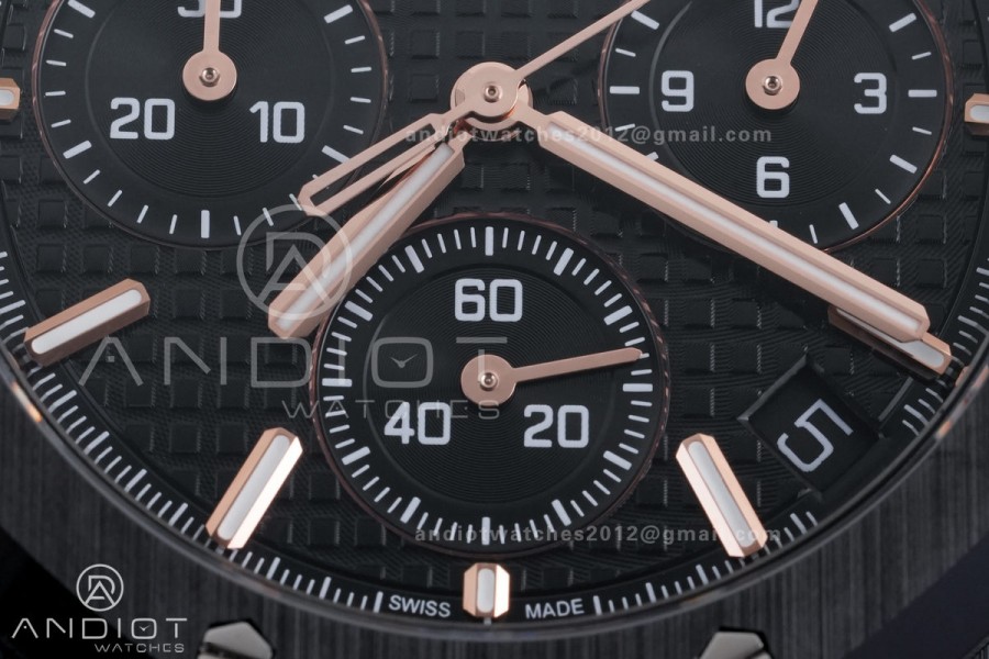 Royal Oak Chrono 26240 Black Ceramic APSF 1:1 Best Edition on Ceramic Bracelet SA4401 Super Clone V2 (Free Sprung)