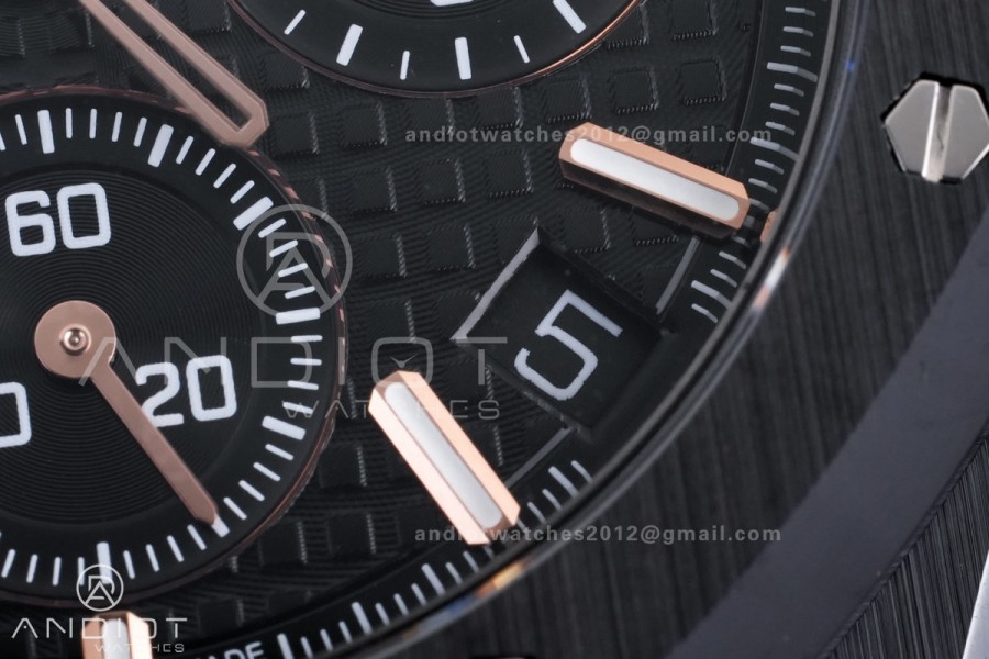 Royal Oak Chrono 26240 Black Ceramic APSF 1:1 Best Edition on Ceramic Bracelet SA4401 Super Clone V2 (Free Sprung)