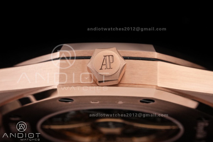 Royal Oak 41mm Frosted 15412 RG THBF 1:1 Best Edition Rainbow Bezel on RG Bracelet SA3132 V2