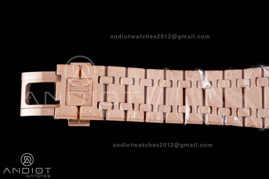 Royal Oak 41mm Frosted 15412 RG THBF 1:1 Best Edition Rainbow Bezel on RG Bracelet SA3132 V2