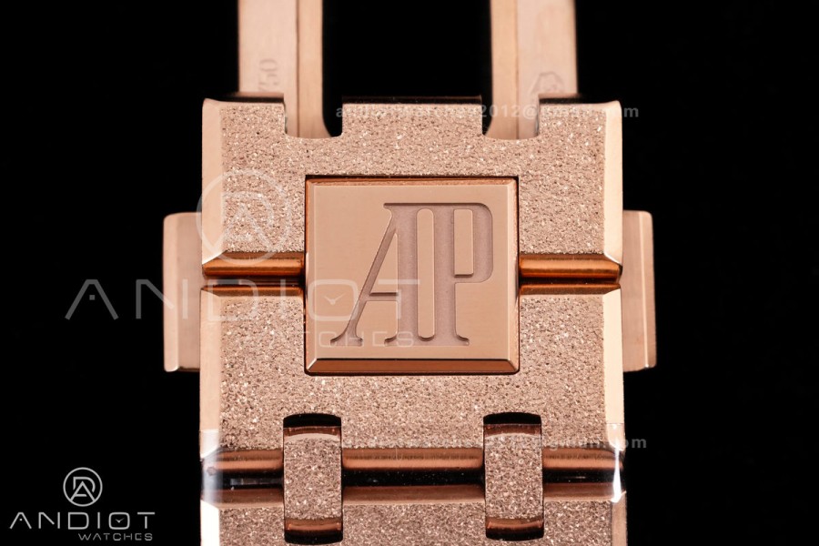 Royal Oak 41mm Frosted 15412 RG THBF 1:1 Best Edition Rainbow Bezel on RG Bracelet SA3132 V2