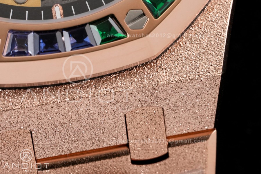 Royal Oak 41mm Frosted 15412 RG THBF 1:1 Best Edition Rainbow Bezel on RG Bracelet SA3132 V2