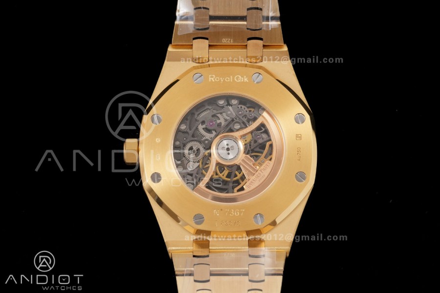 Royal Oak 41mm Frosted 15412 YG THBF 1:1 Best Edition Rainbow Bezel on RG Bracelet SA3132 V2