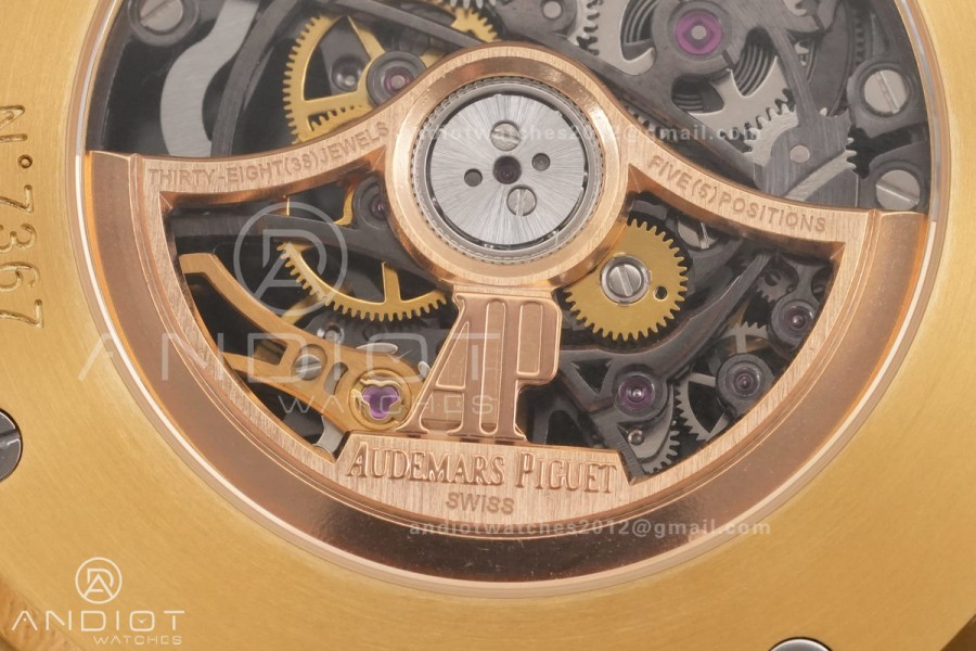 Royal Oak 41mm Frosted 15412 YG THBF 1:1 Best Edition Rainbow Bezel on RG Bracelet SA3132 V2