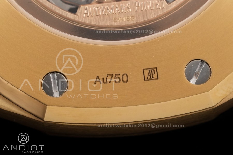 Royal Oak 41mm Frosted 15412 YG THBF 1:1 Best Edition Rainbow Bezel on RG Bracelet SA3132 V2