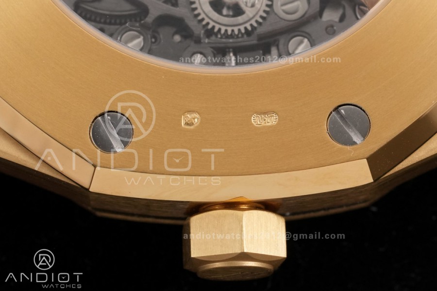 Royal Oak 41mm Frosted 15412 YG THBF 1:1 Best Edition Rainbow Bezel on RG Bracelet SA3132 V2