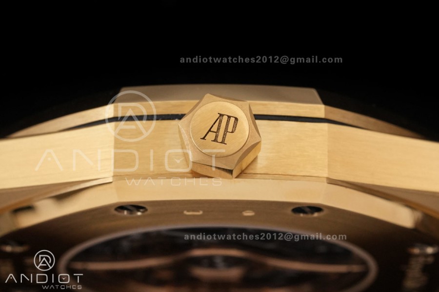 Royal Oak 41mm Frosted 15412 YG THBF 1:1 Best Edition Rainbow Bezel on RG Bracelet SA3132 V2