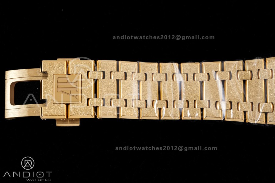 Royal Oak 41mm Frosted 15412 YG THBF 1:1 Best Edition Rainbow Bezel on RG Bracelet SA3132 V2