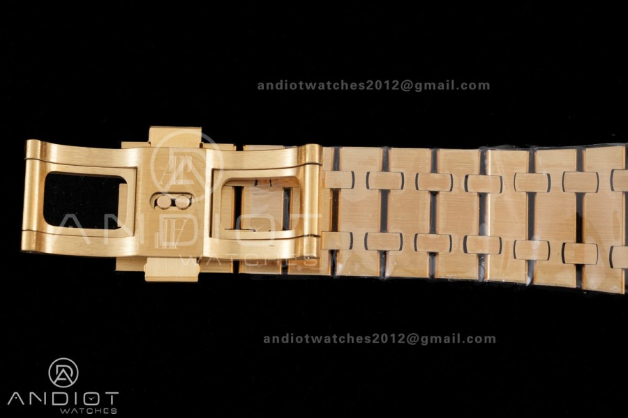 Royal Oak 41mm Frosted 15412 YG THBF 1:1 Best Edition Rainbow Bezel on RG Bracelet SA3132 V2