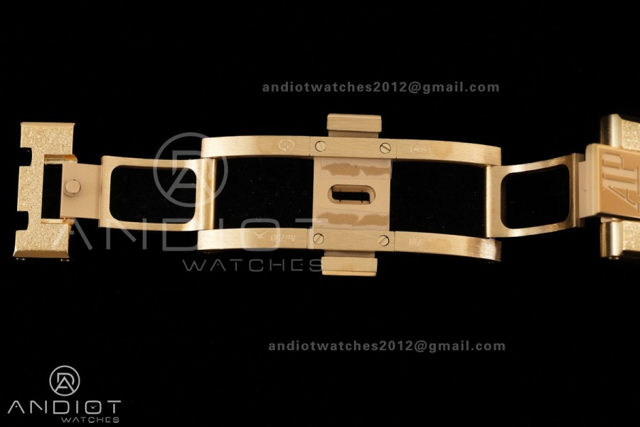 Royal Oak 41mm Frosted 15412 YG THBF 1:1 Best Edition Rainbow Bezel on RG Bracelet SA3132 V2