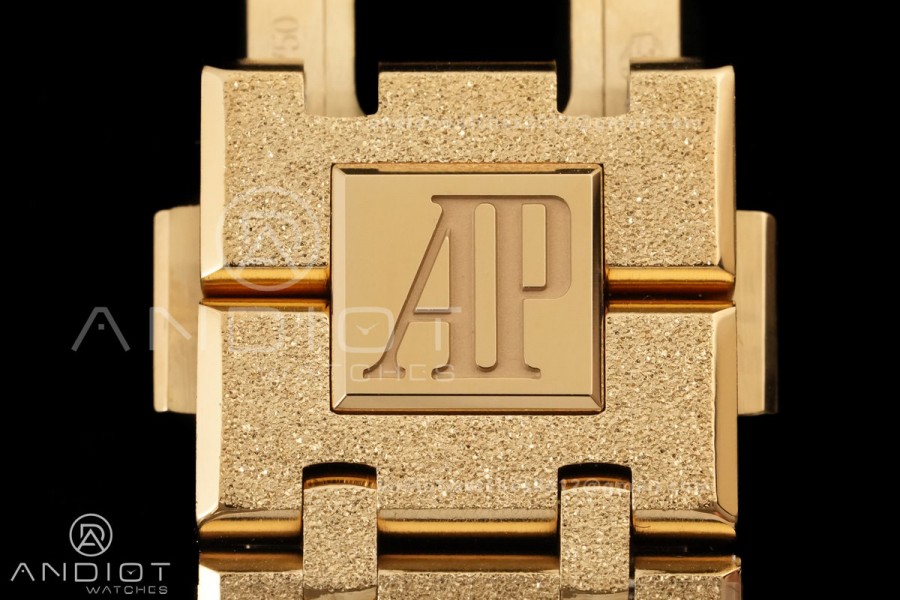 Royal Oak 41mm Frosted 15412 YG THBF 1:1 Best Edition Rainbow Bezel on RG Bracelet SA3132 V2