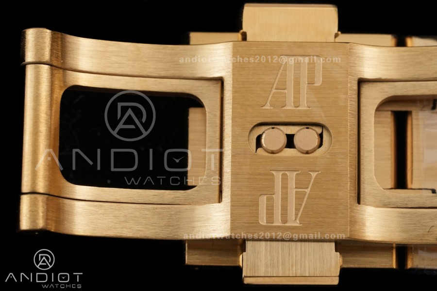 Royal Oak 41mm Frosted 15412 YG THBF 1:1 Best Edition Rainbow Bezel on RG Bracelet SA3132 V2