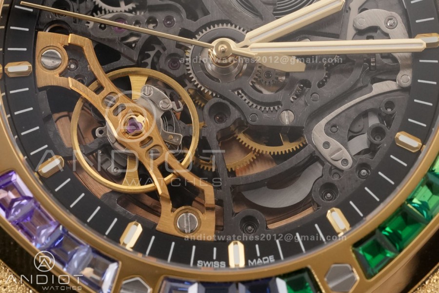 Royal Oak 41mm Frosted 15412 YG THBF 1:1 Best Edition Rainbow Bezel on RG Bracelet SA3132 V2