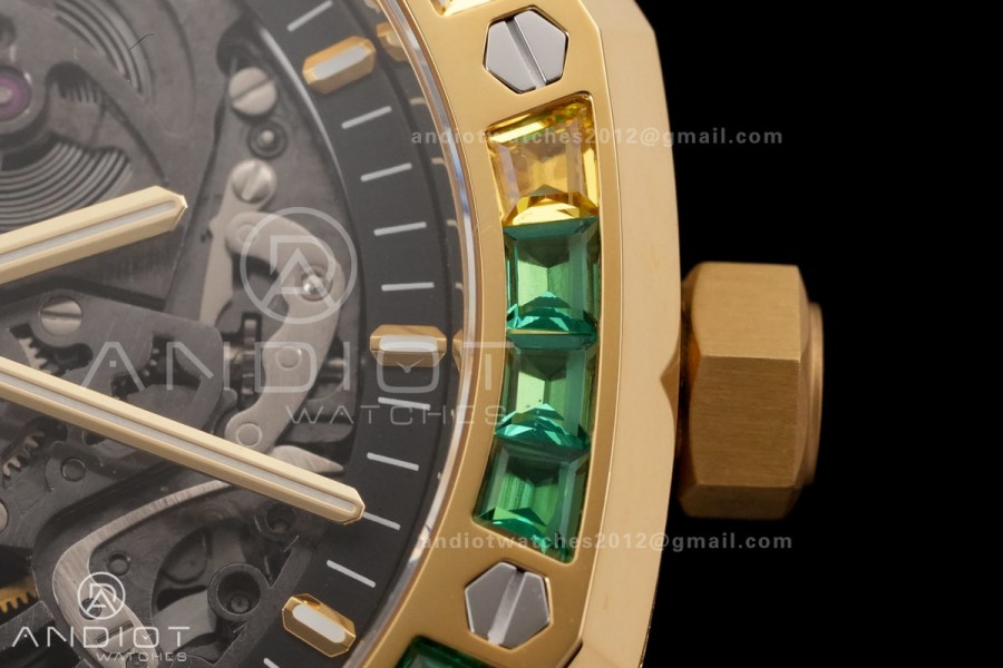 Royal Oak 41mm Frosted 15412 YG THBF 1:1 Best Edition Rainbow Bezel on RG Bracelet SA3132 V2