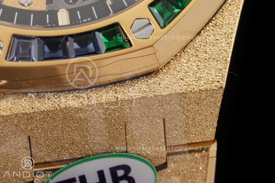 Royal Oak 41mm Frosted 15412 YG THBF 1:1 Best Edition Rainbow Bezel on RG Bracelet SA3132 V2