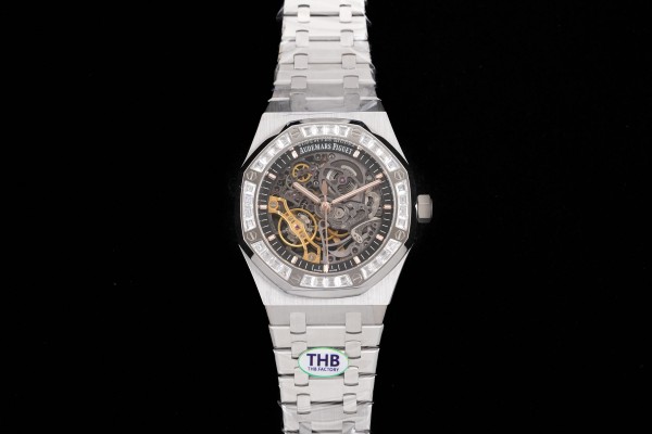 Royal Oak 41mm Openworked 15412 SS THBF 1:1 Best Edition Diamond Bezel on SS Bracelet SA3132 V2