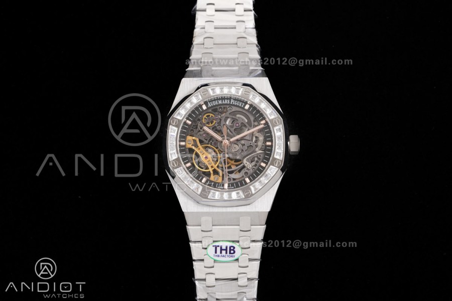 Royal Oak 41mm Openworked 15412 SS THBF 1:1 Best Edition Diamond Bezel on SS Bracelet SA3132 V2