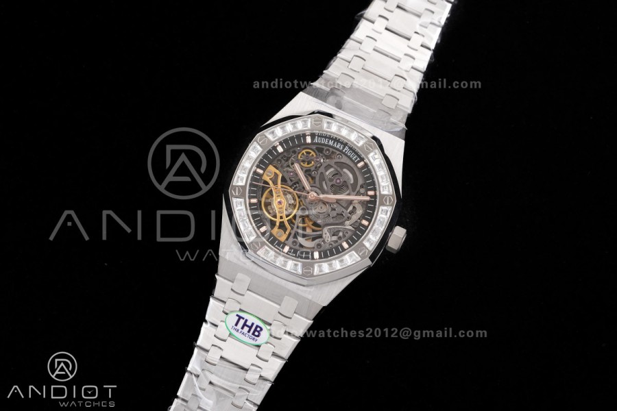 Royal Oak 41mm Openworked 15412 SS THBF 1:1 Best Edition Diamond Bezel on SS Bracelet SA3132 V2