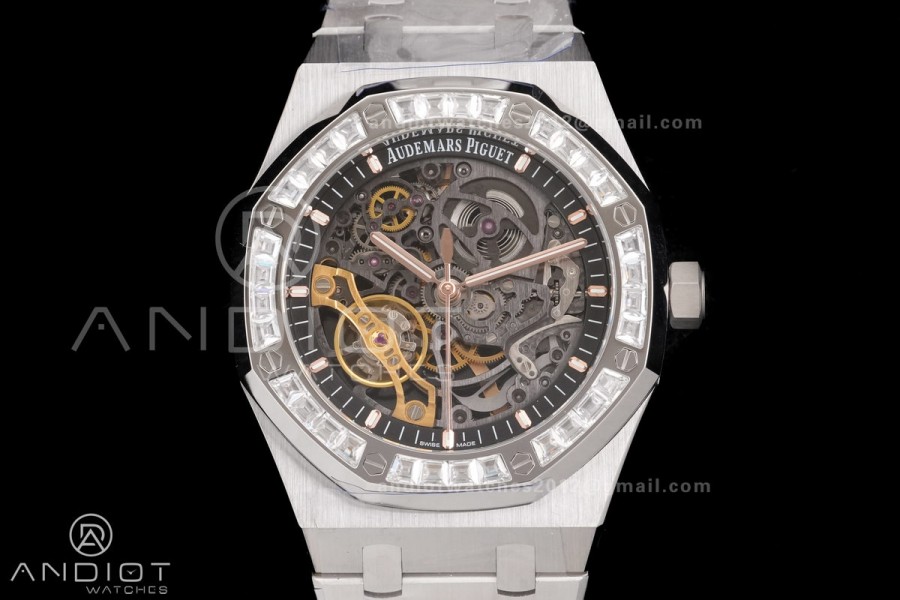 Royal Oak 41mm Openworked 15412 SS THBF 1:1 Best Edition Diamond Bezel on SS Bracelet SA3132 V2