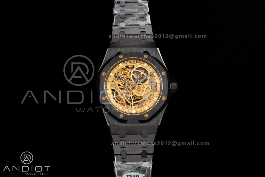 Royal Oak 41mm Openworked Ceramic 15416CE THBF 1:1 Best Edition Gold Dial on Ceramic Bracelet SA3132 V2