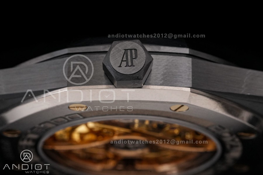 Royal Oak 41mm Openworked Ceramic 15416CE THBF 1:1 Best Edition Gold Dial on Ceramic Bracelet SA3132 V2