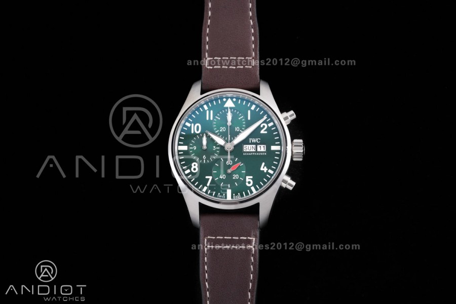 Pilot Chrono IW388103 APSF 1:1 Best Edition Green Dial on Brown Leather Strap SA69385 Super Clone